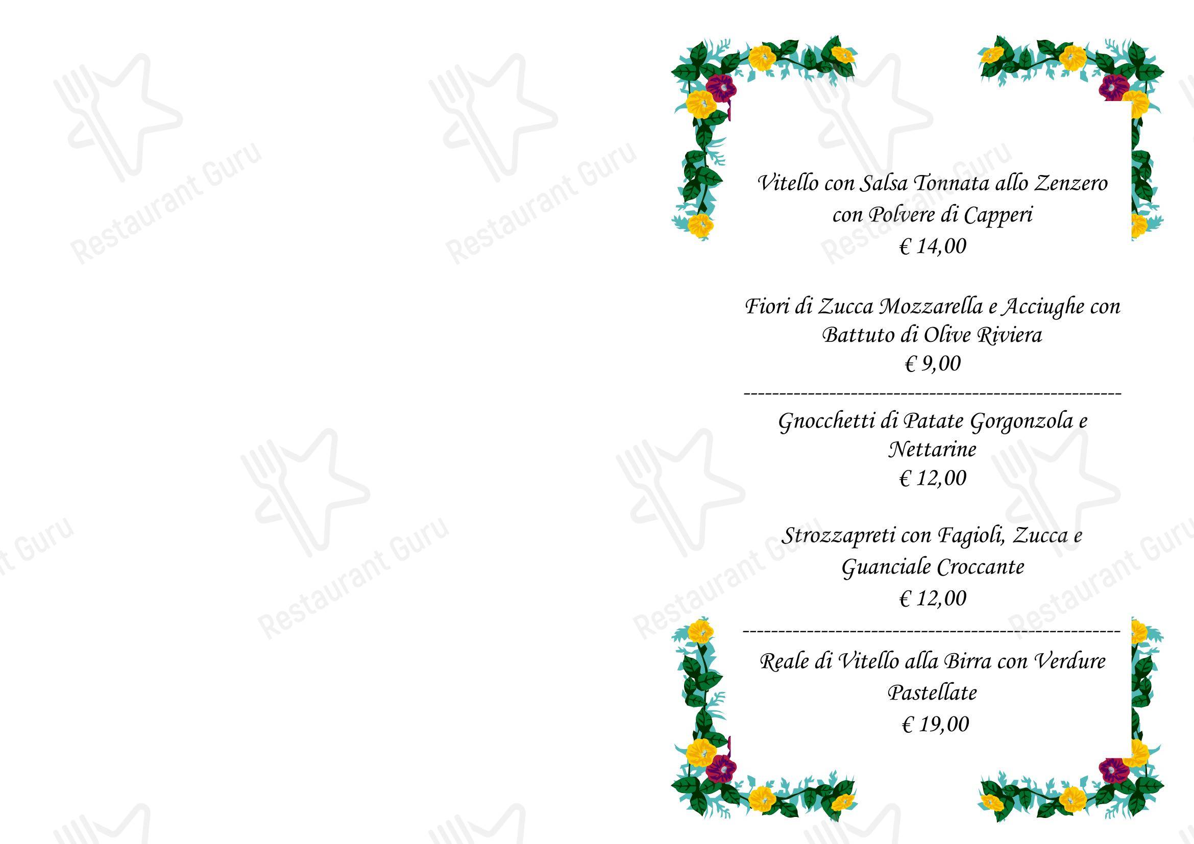 Menu di Trattoria La Rustica - Menu bar