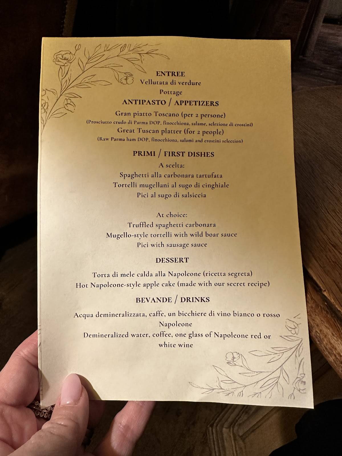 Menu di Trattoria Napoleone 