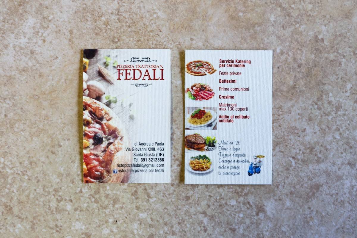 Menu di Trattoria Pizzeria Bar Fedalì 