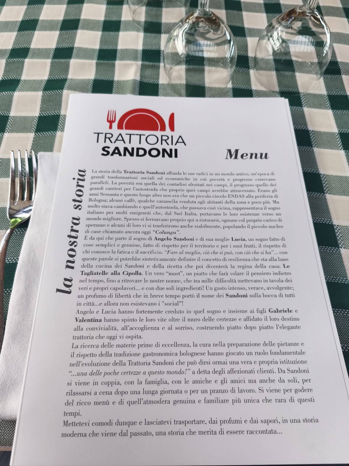 Menu di Trattoria Sandoni 