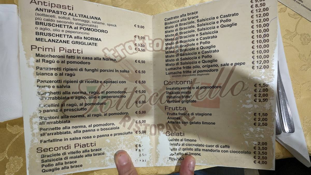 Menu di Trattoria Sottocastello 