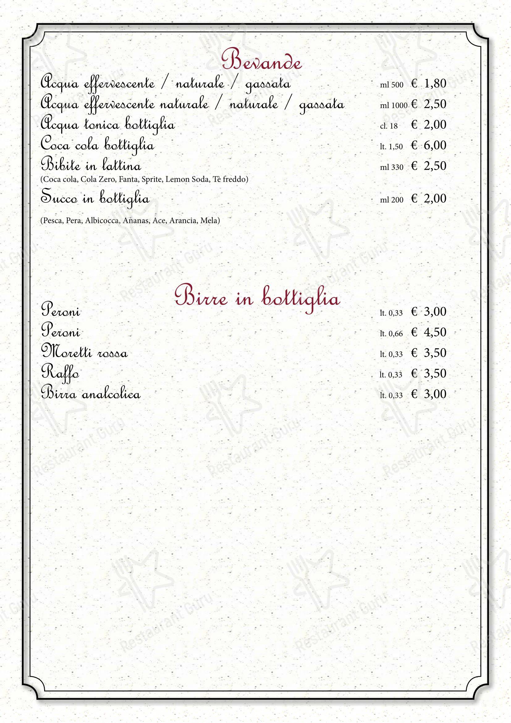 Menu di Trattoria di Cagnano - Основное меню