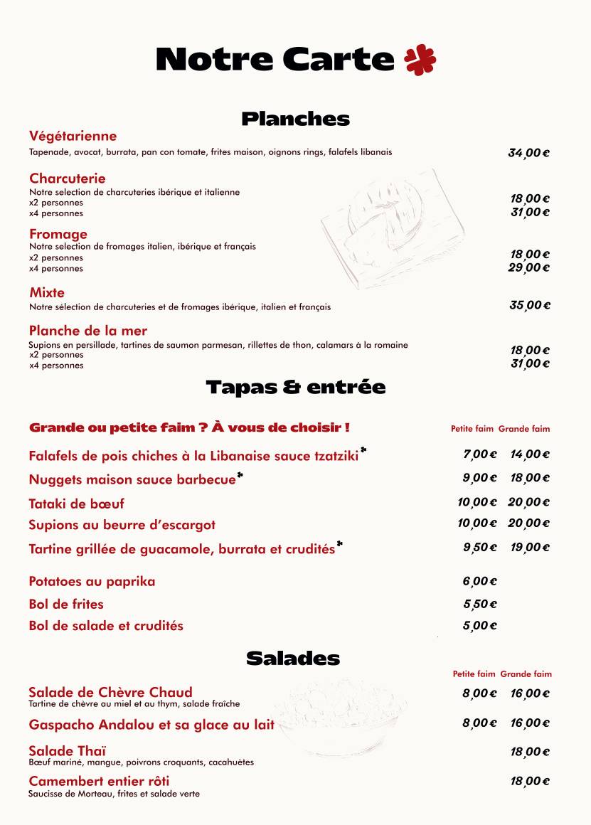 Menu de Trèfle Rouge