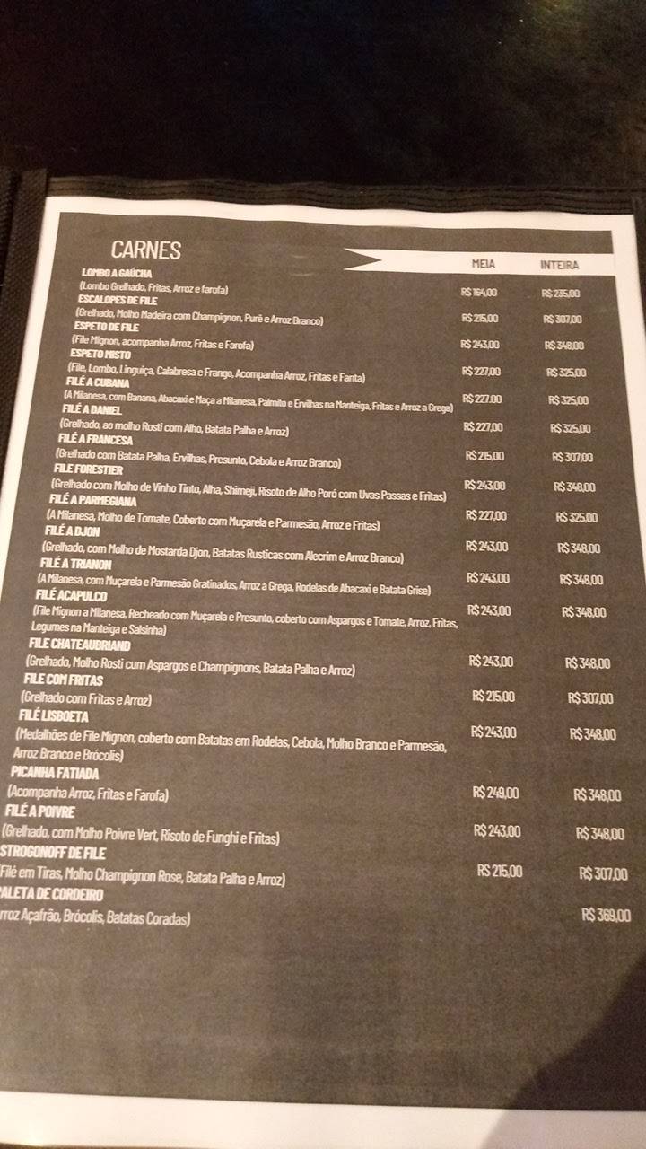 Trianon Restaurante e Pizzaria cardápio