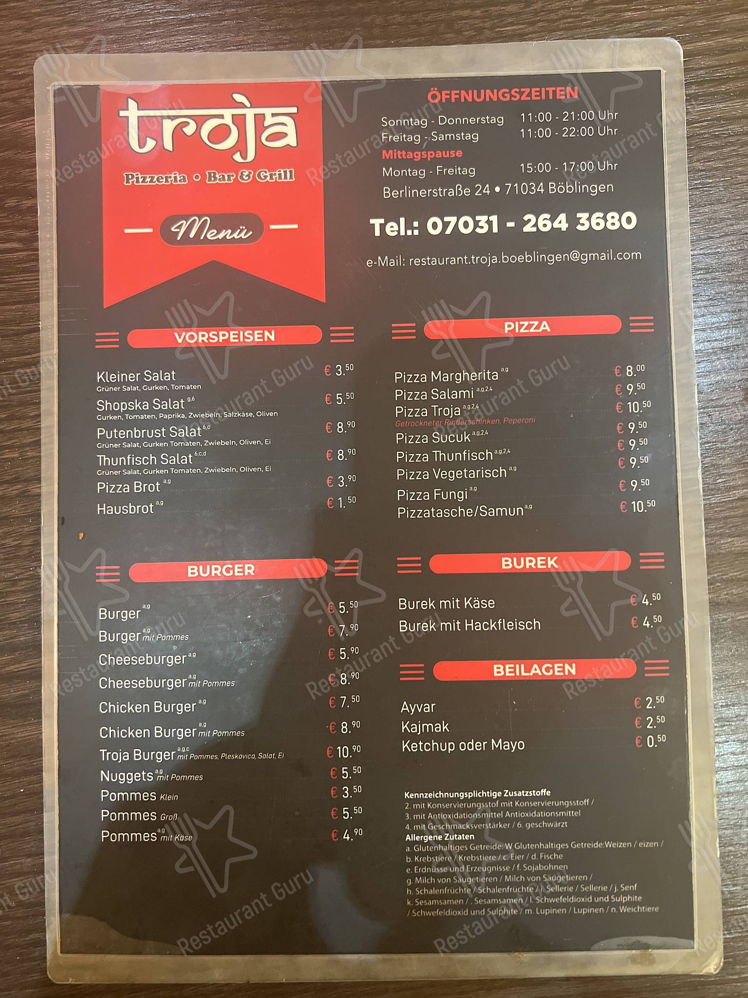 Troja Grill Boblingen Menu