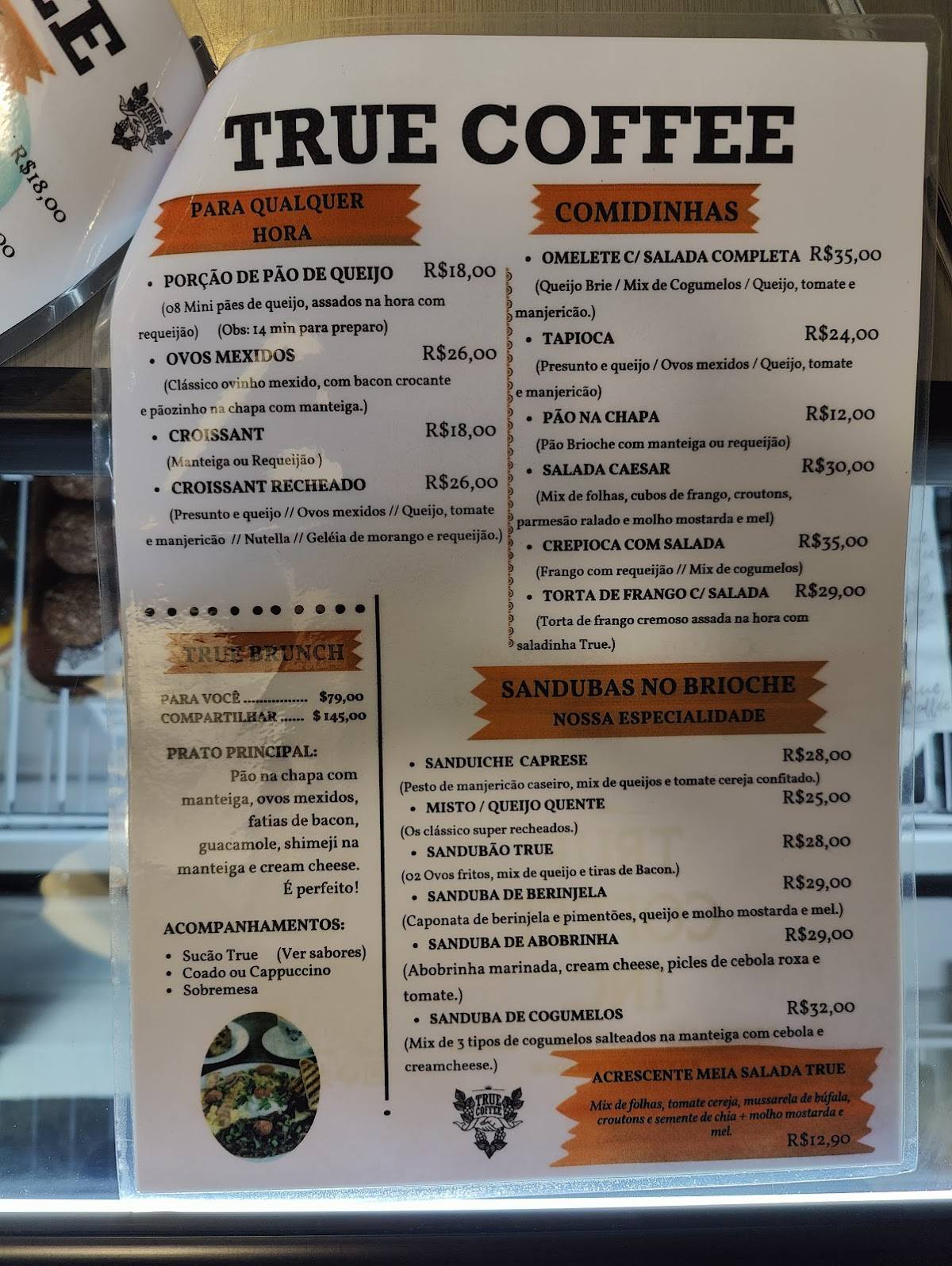 True Coffee Inc. cardápio