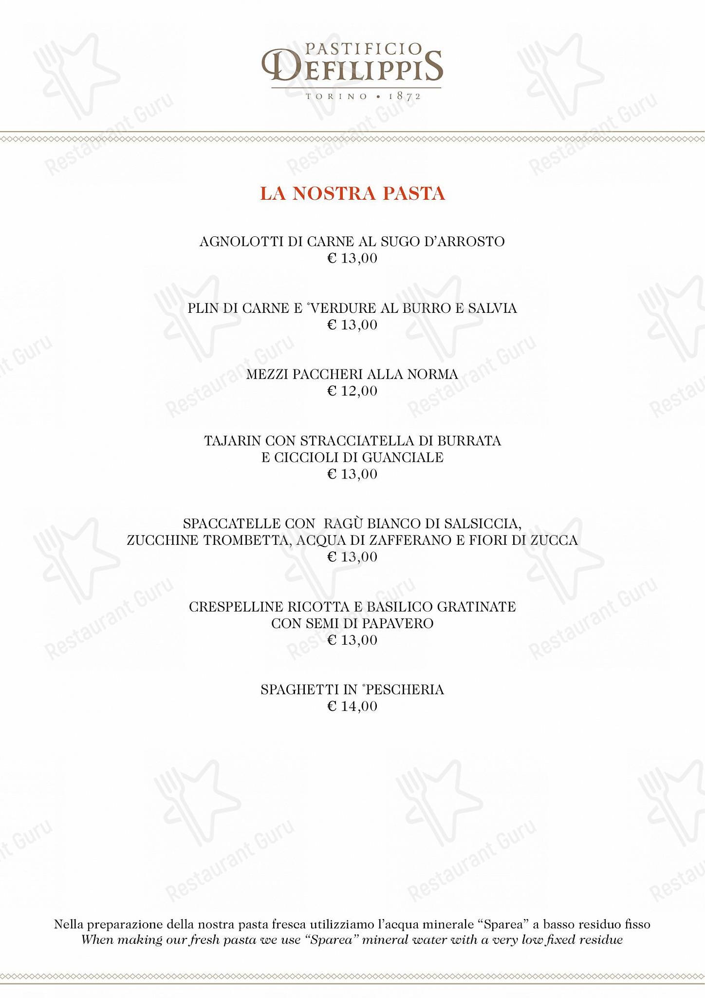 Ночное меню per Pastificio Defilippis ristorante