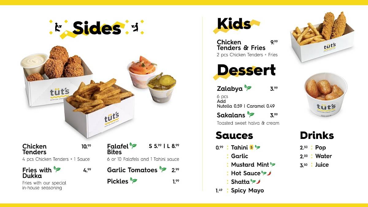 Menu at Tut’s Egyptian Street Food restaurant, Ottawa