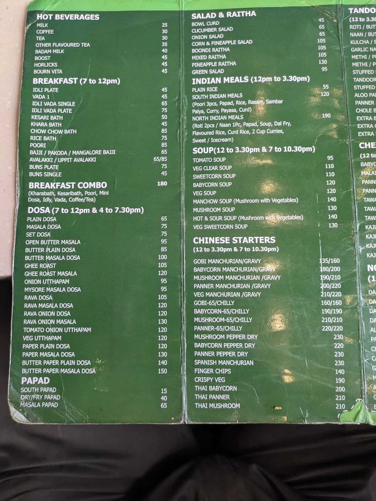 UDUPI GARDEN menu