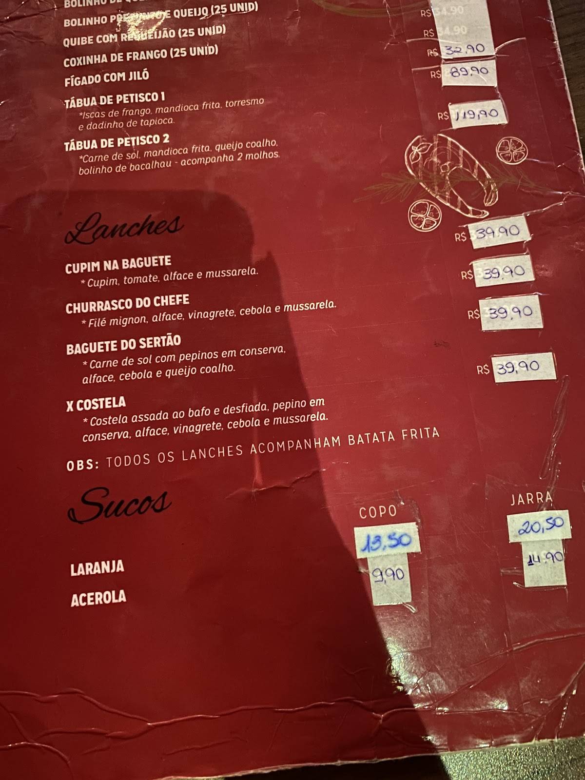 Uber Premium cardápio