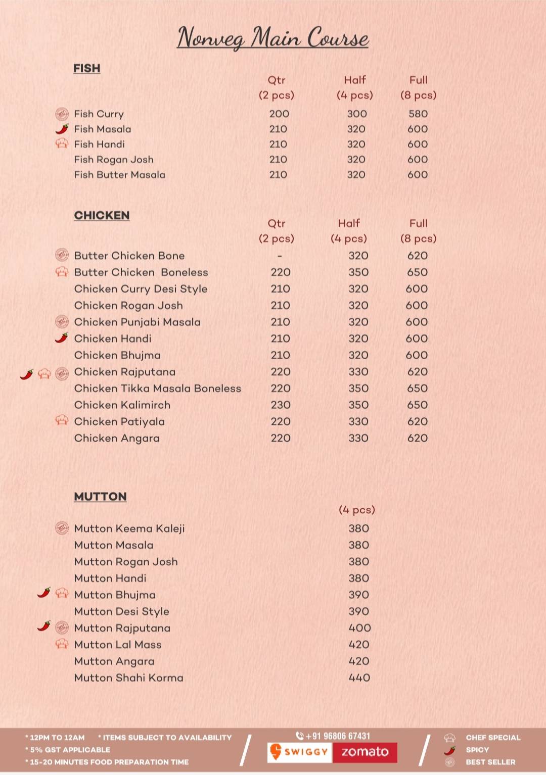 Mr. Tandoor Restaurant menu