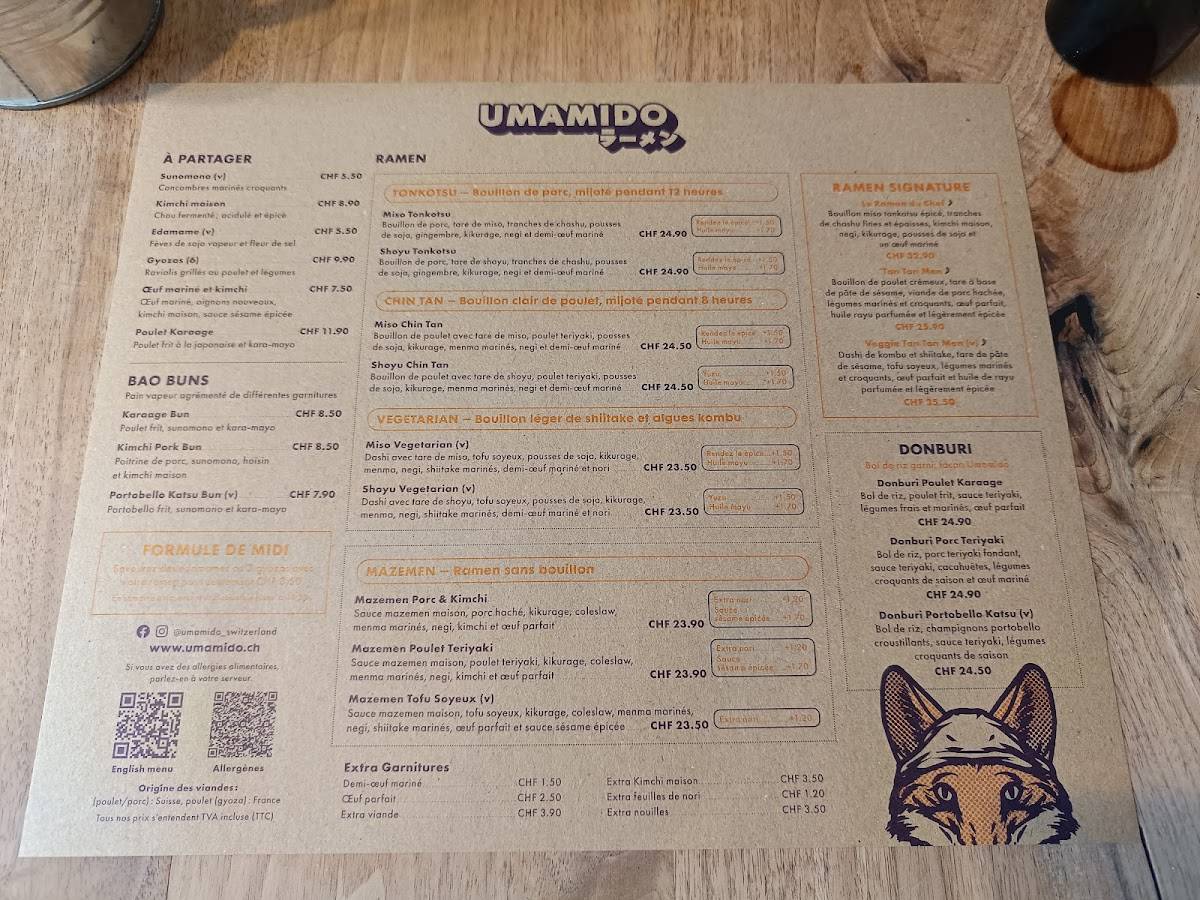 Menu de Umamido Rive