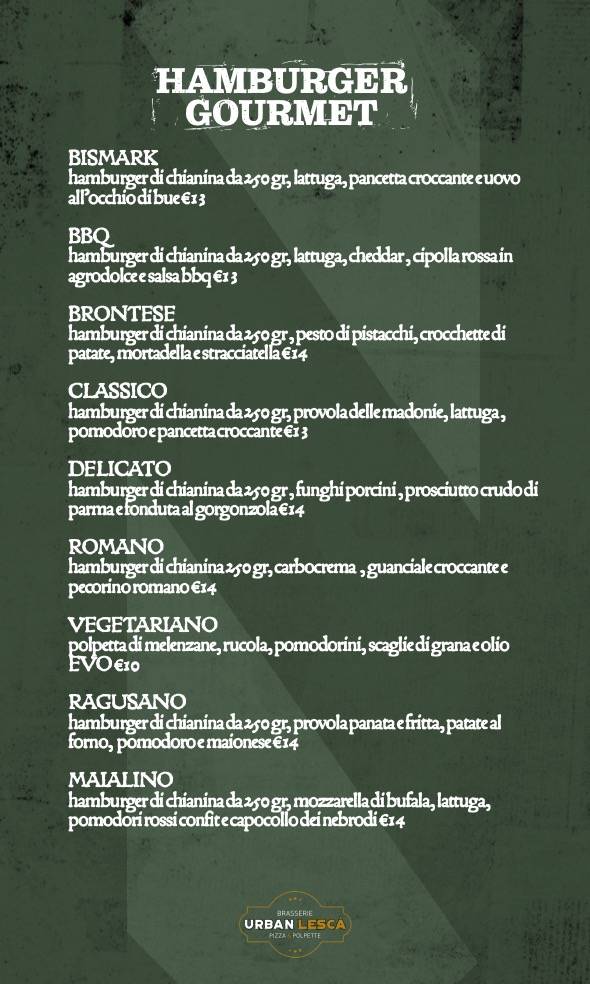 Menu di Urban Lescà - Ristorante Pizzeria Messina 