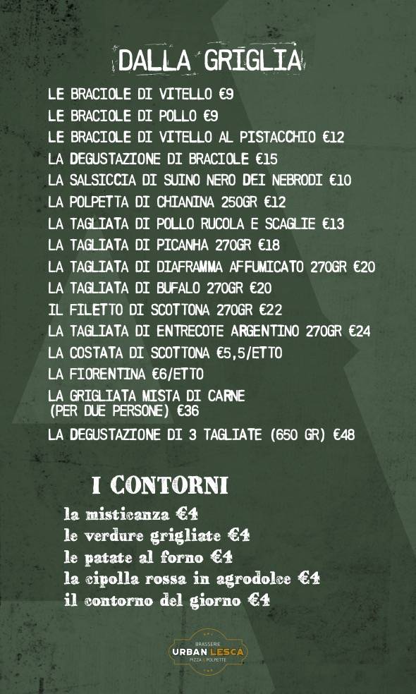 Menu di Urban Lescà - Ristorante Pizzeria Messina 