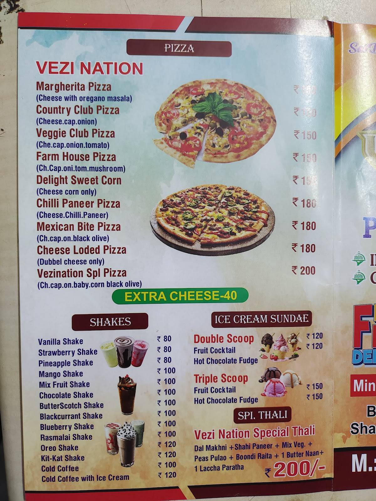 VEZI NATION menu