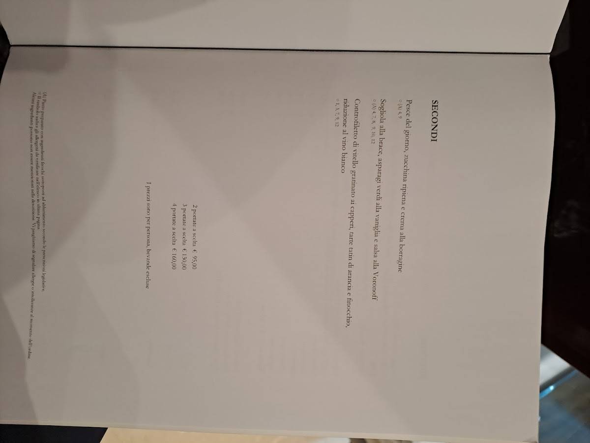 Menu di VOCE in Giardino 