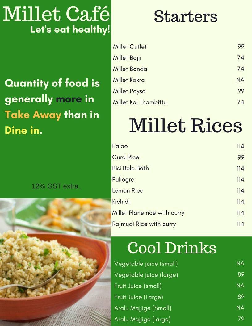 Vaathsalya Millet Cafe menu