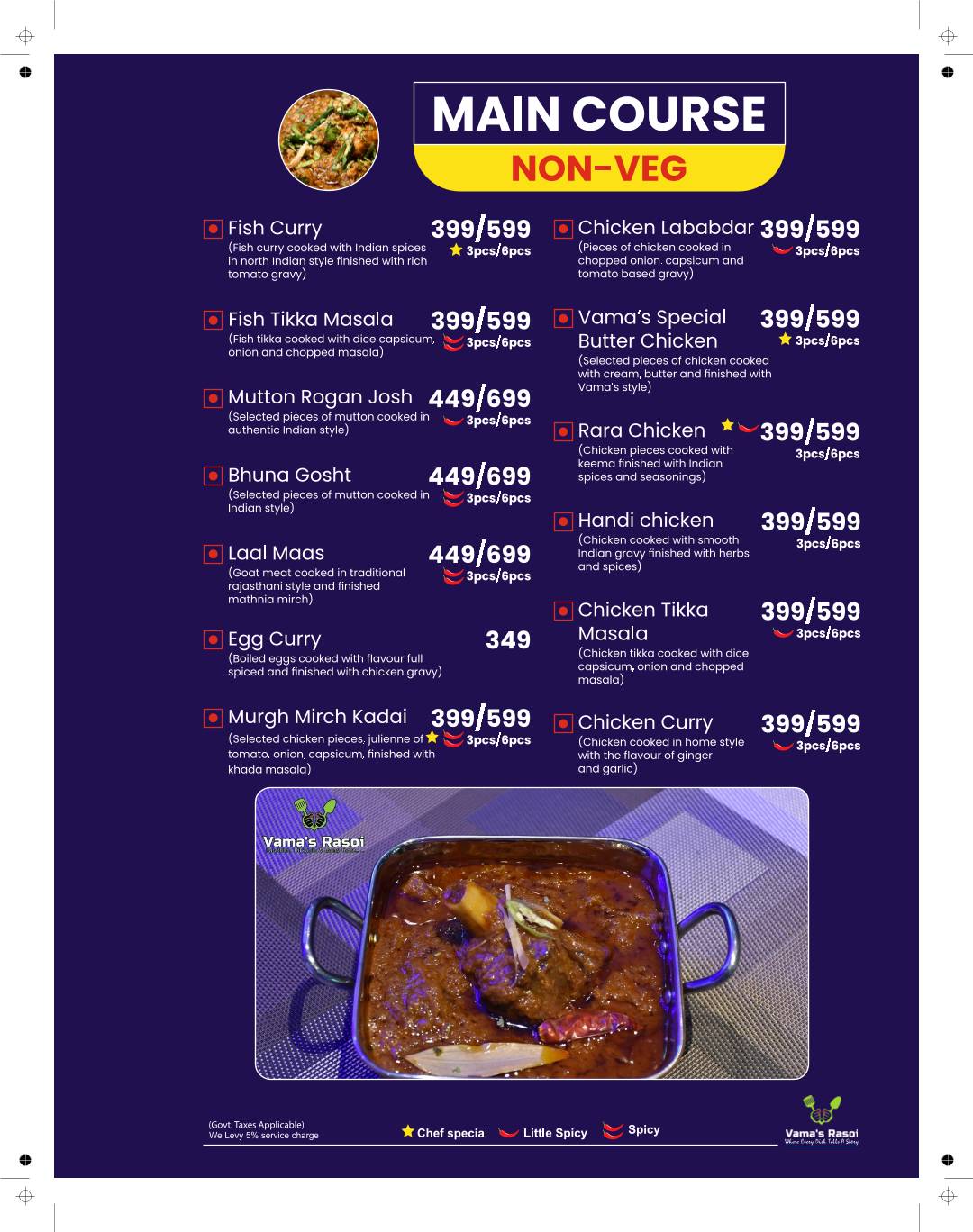 Vama's Rasoi menu