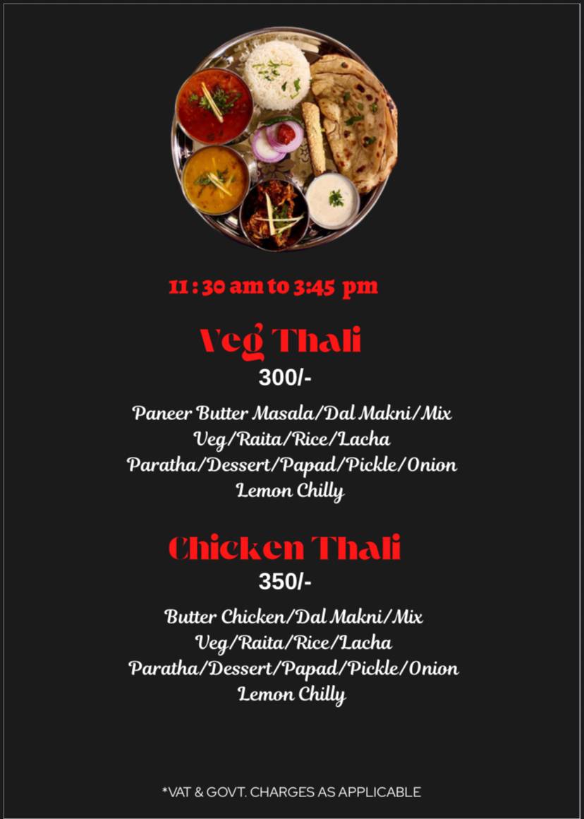 Gagan's Restaurant menu