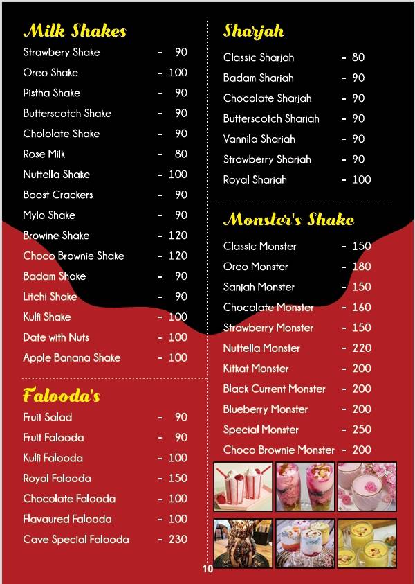 Vency Food Cave menu