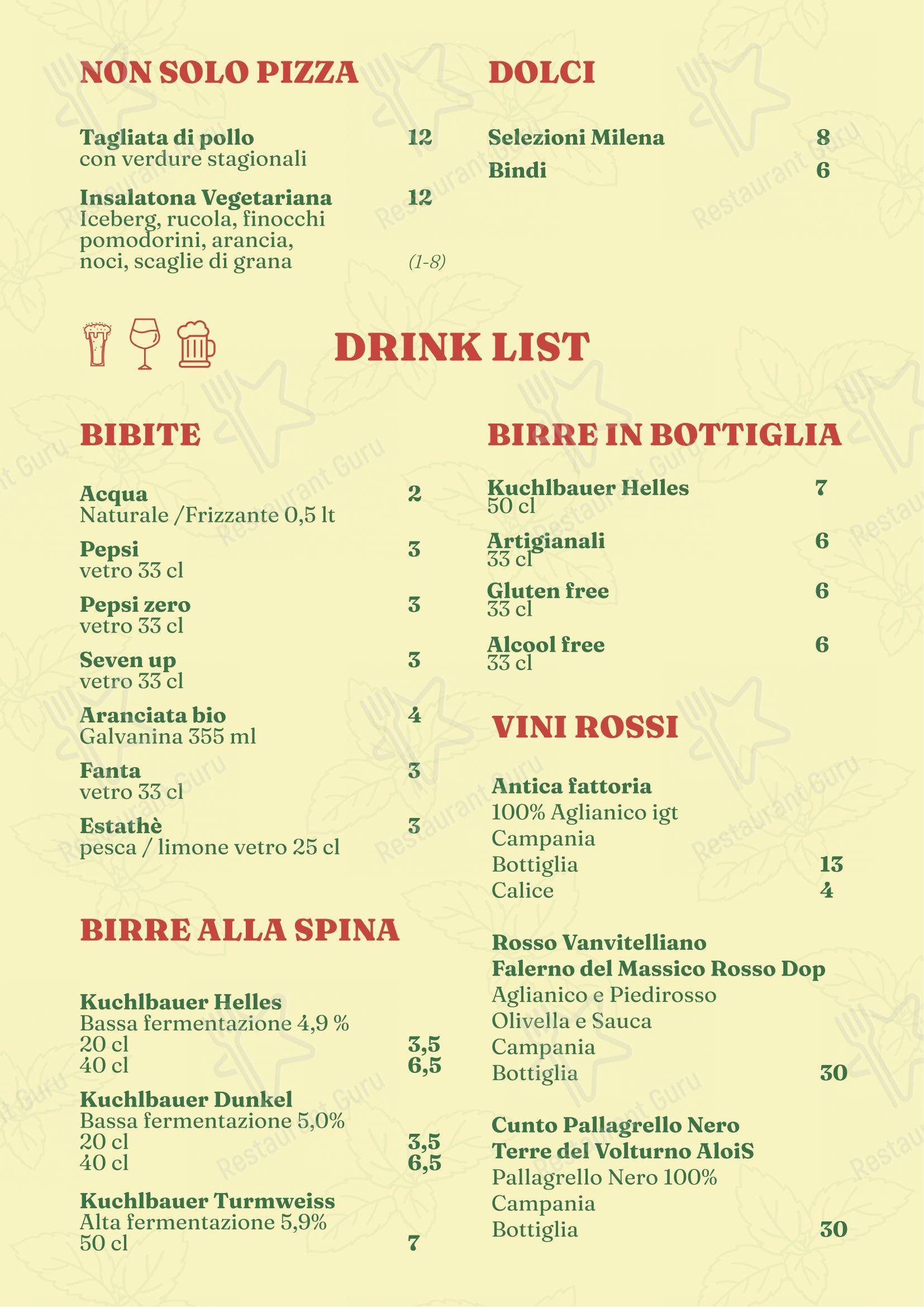 Menu bar per Verdevasinicola Cucina e Pizzeria d'Eccellenza ristorante