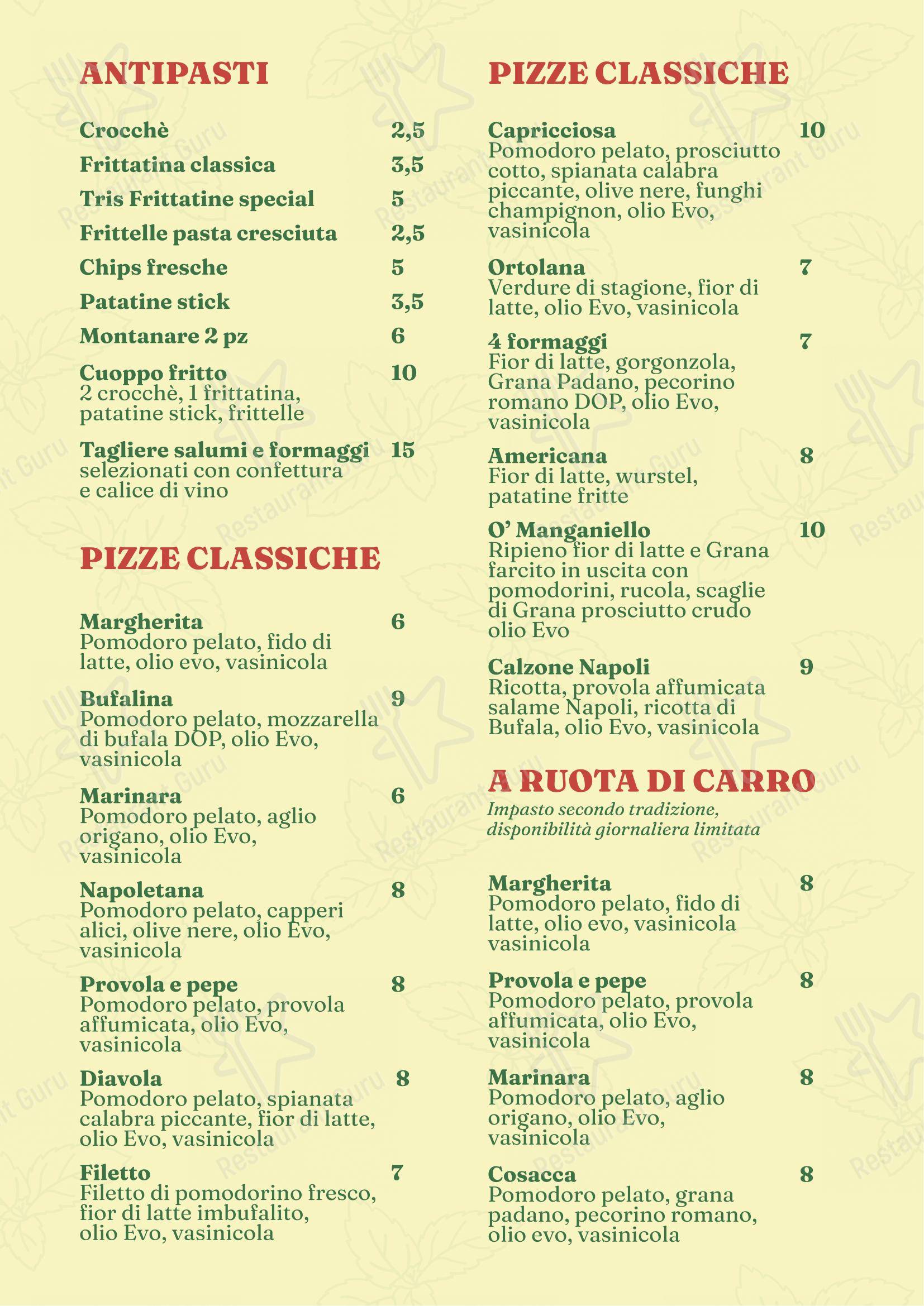 Menu bar per Verdevasinicola Cucina e Pizzeria d'Eccellenza ristorante