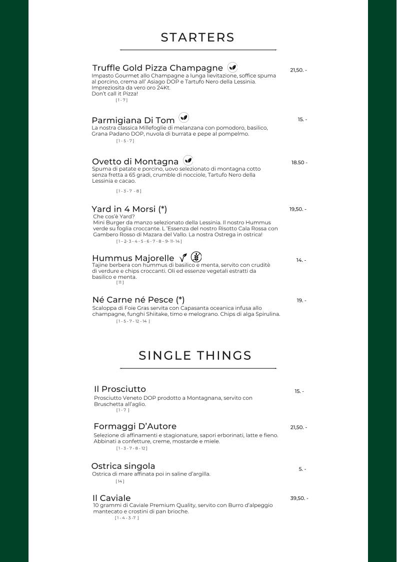 Menu di Yard Restaurant 