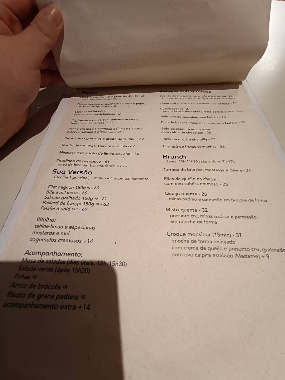 Verso - Café e Restaurante cardápio