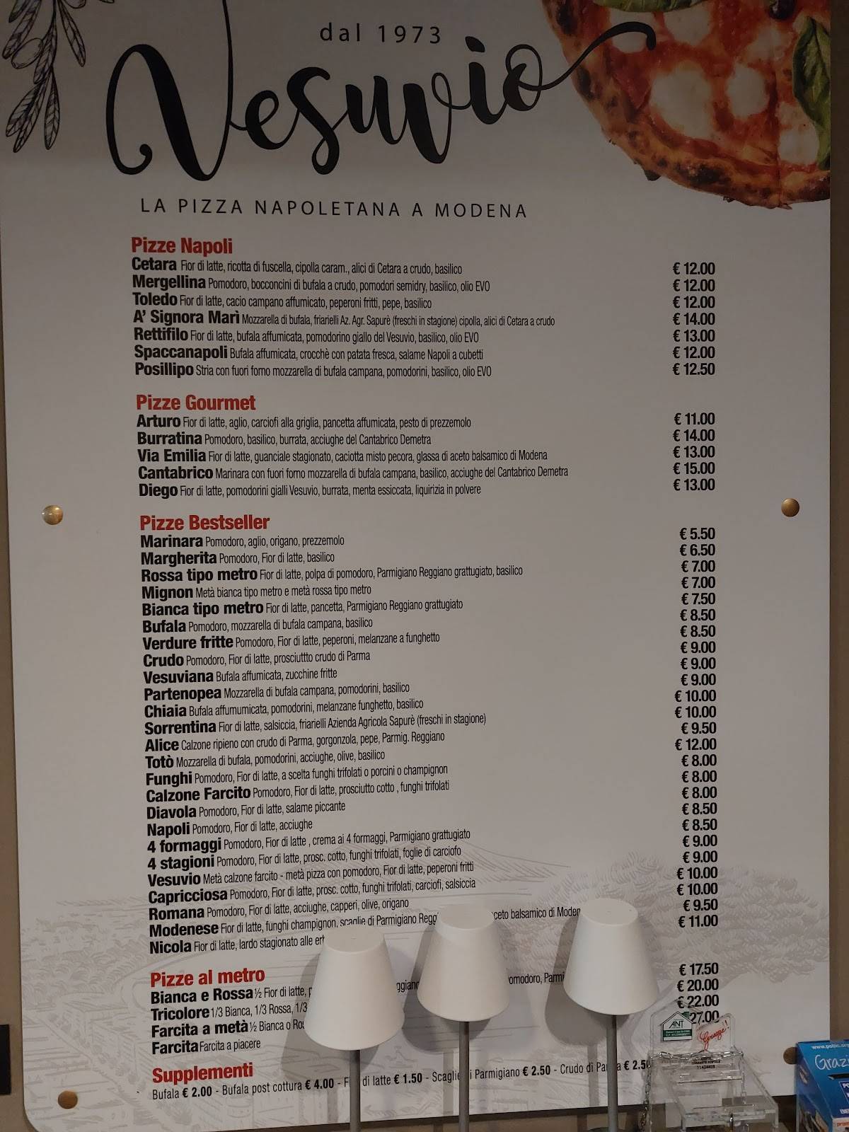 Menu di Pizzeria Vesuvio Via Rainusso 