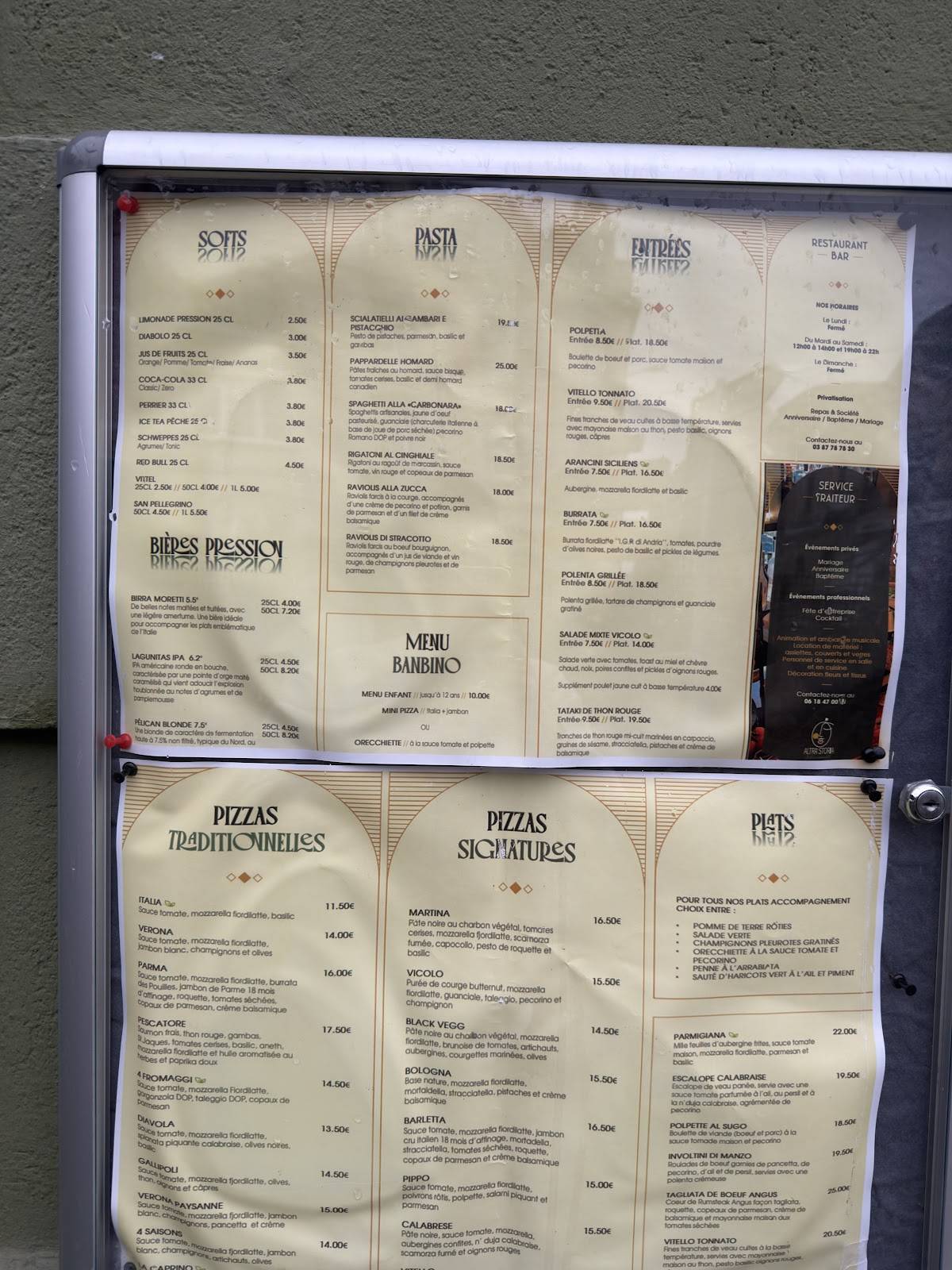 Menu de Vicolo
