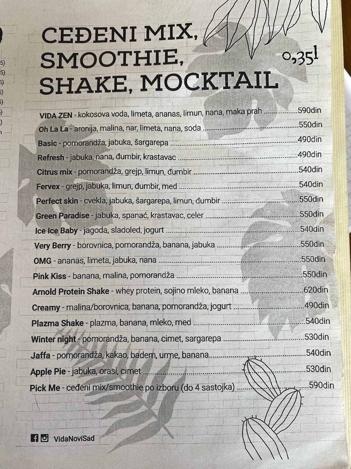 Menu de Vida Novi Sad