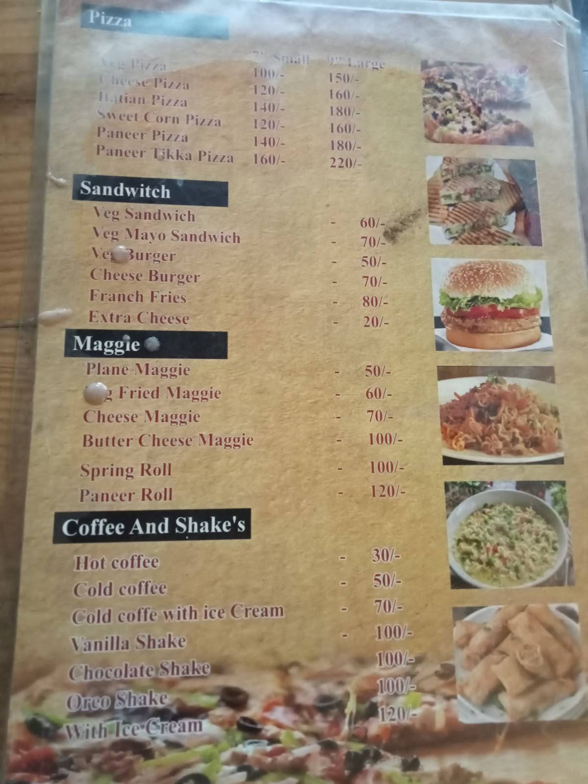 Viha's Cafe & scooty Rental Services menu