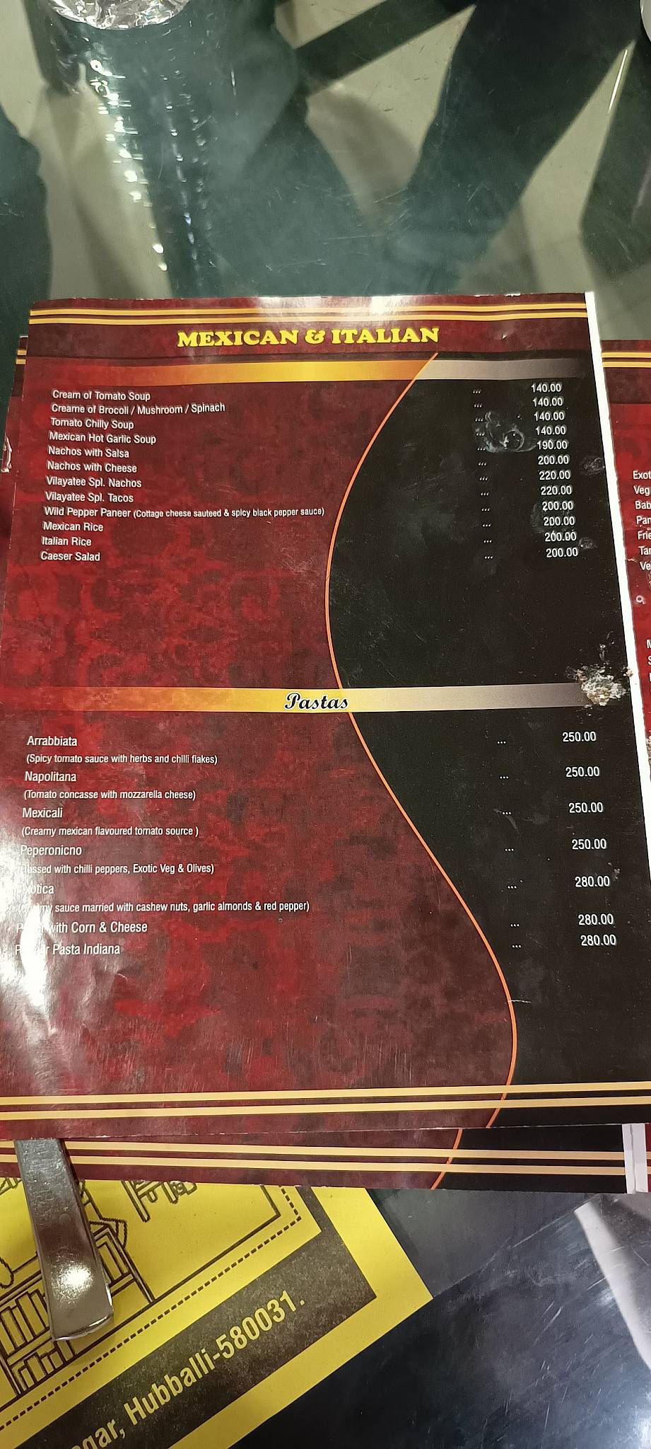 Vilayatee Tadaka menu