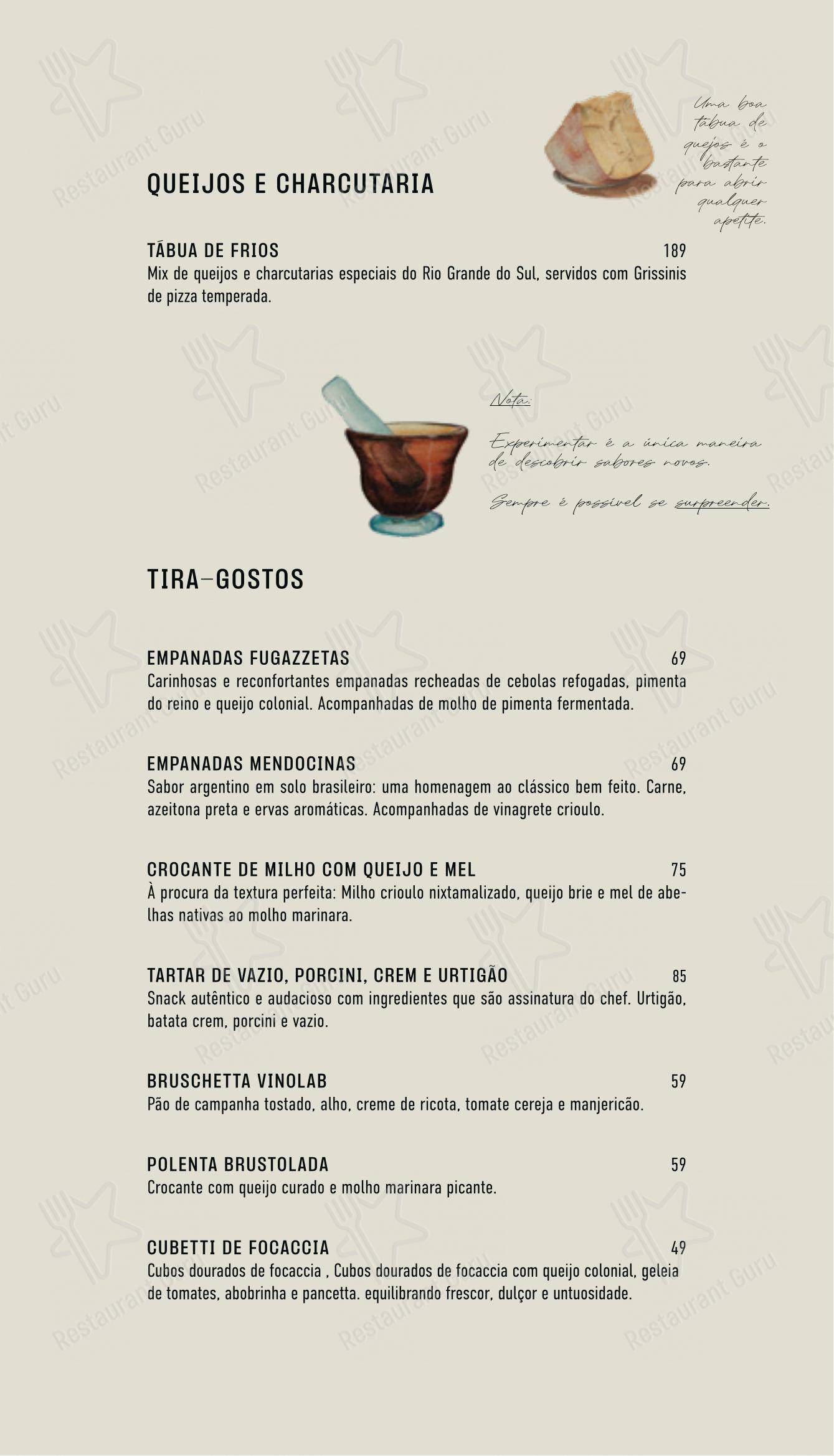 Vinolab - Menu
