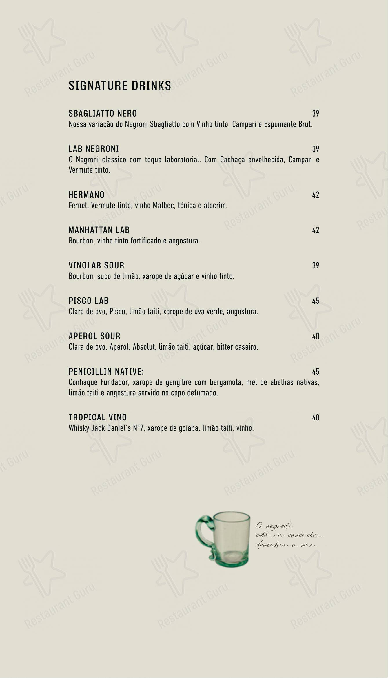 Vinolab em Gramado - Menu