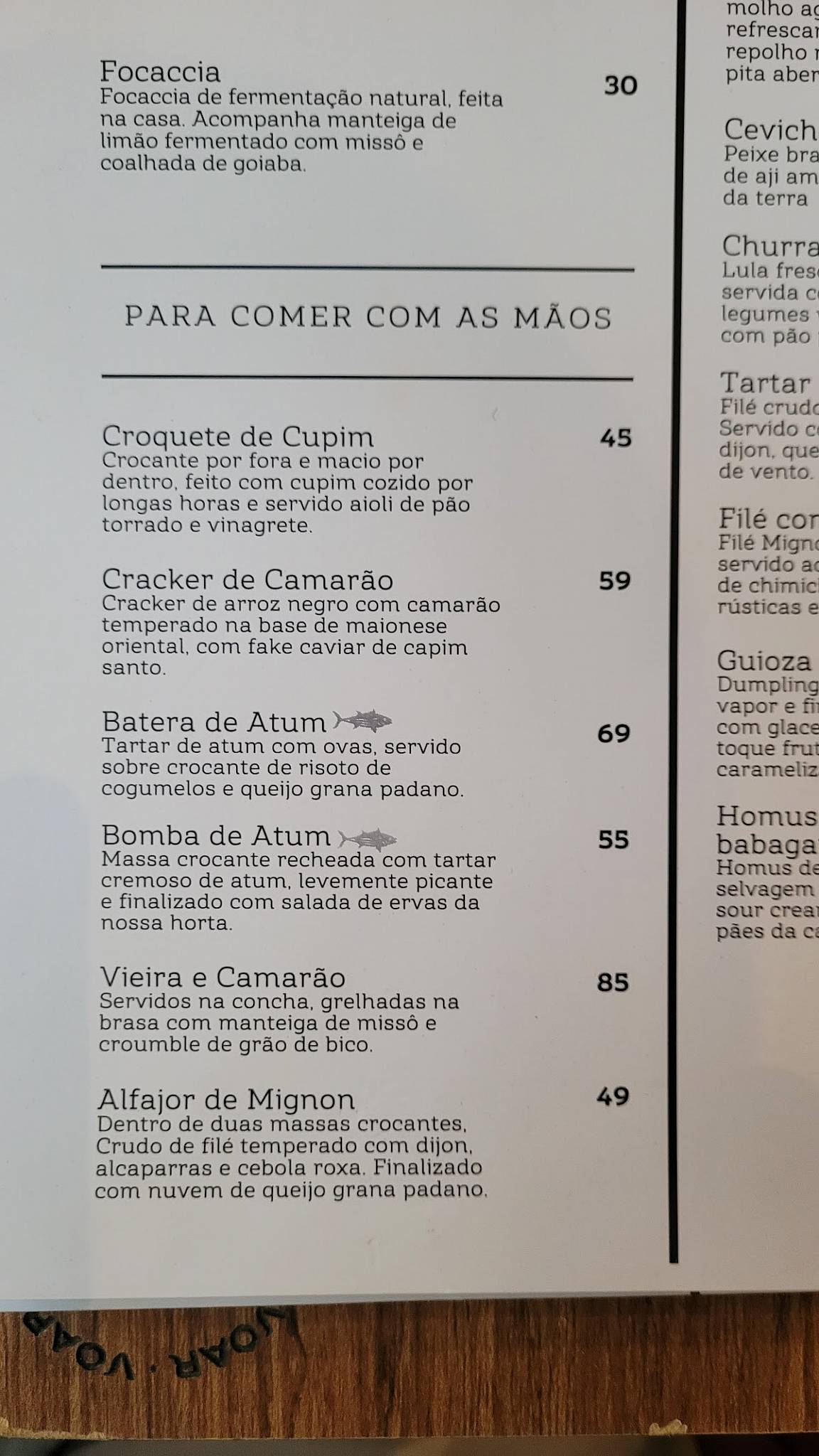 Voar Restaurante cardápio