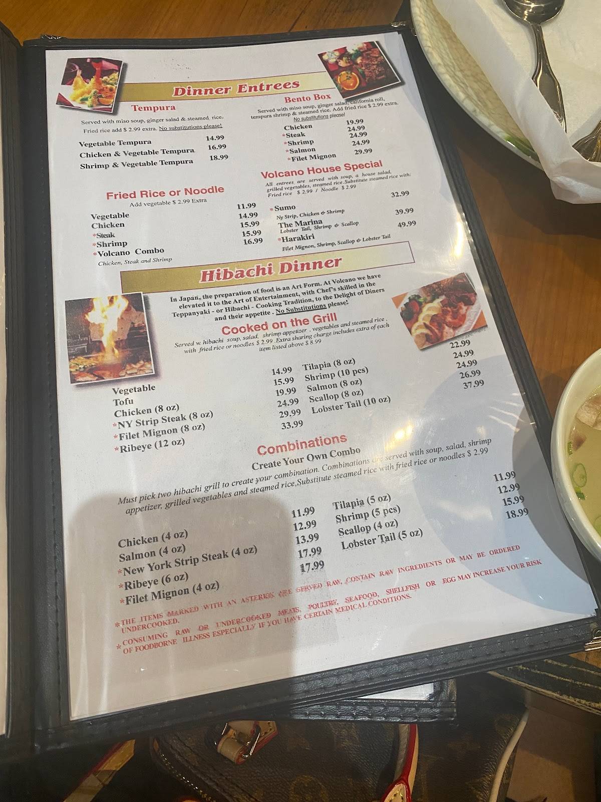 Menu at Volcano Steak & Sushi restaurant, Duluth