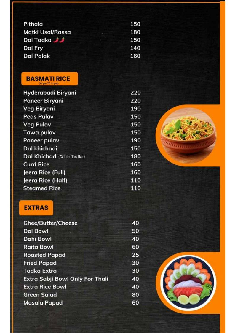 Vrundavan veg menu