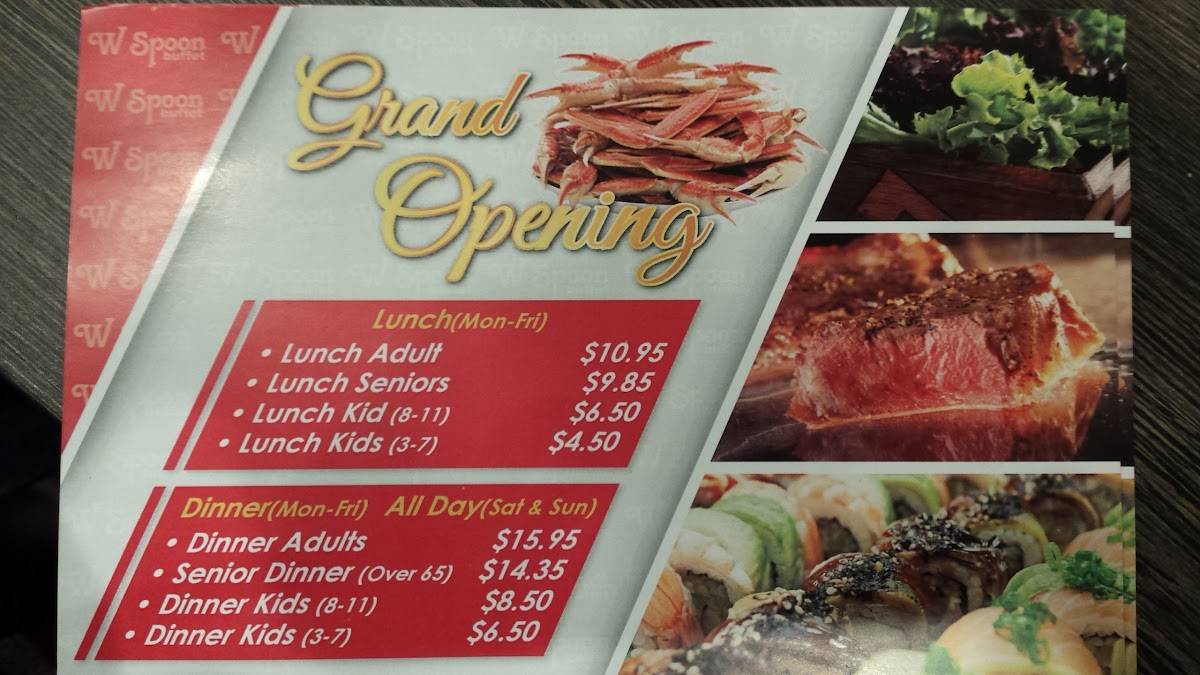 Menu at W Spoon Buffet restaurant, Victorville