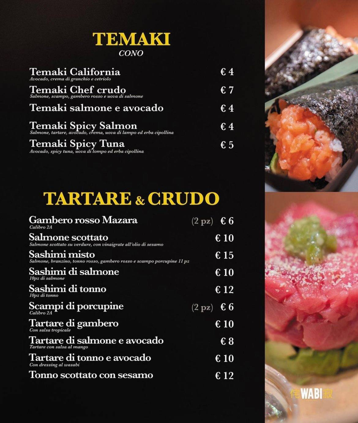 Menu di WABI Sushi Shop Treviglio 