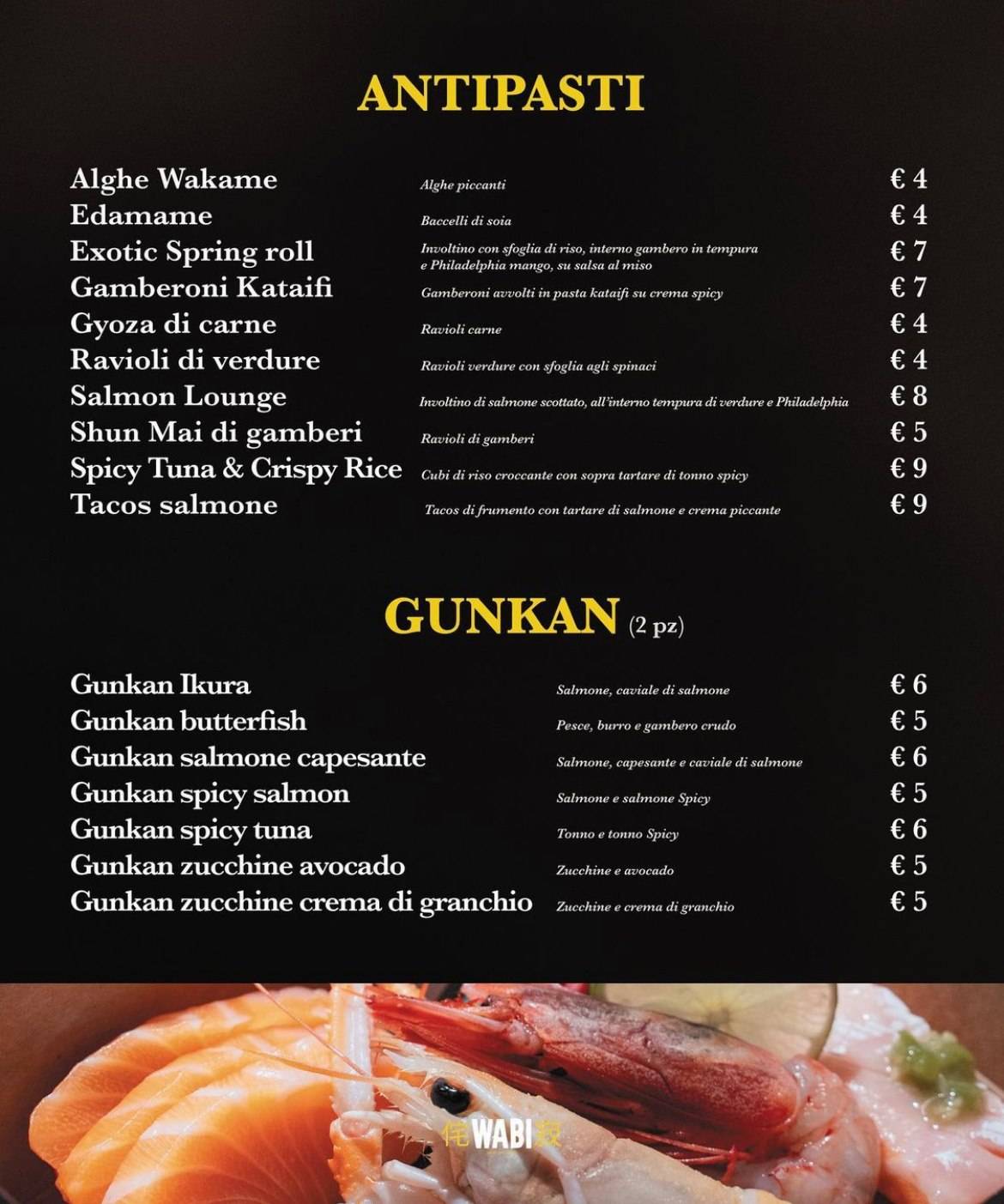 Menu di WABI Sushi Shop Treviglio 