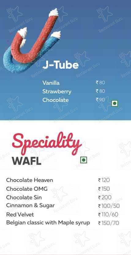Wafl (Waffles In Amritsar) menu