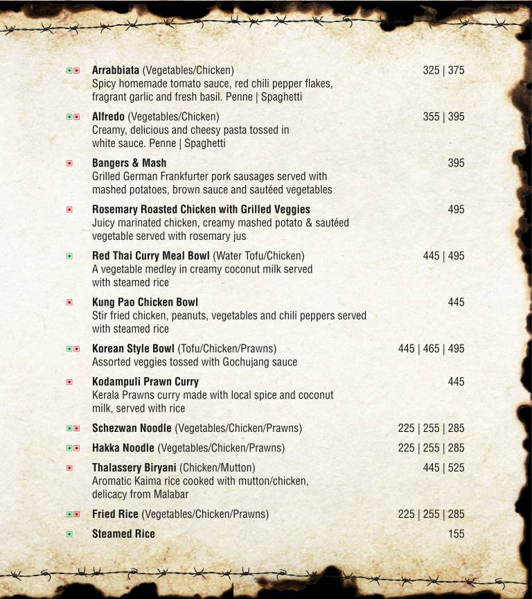 Watson's Kochi menu