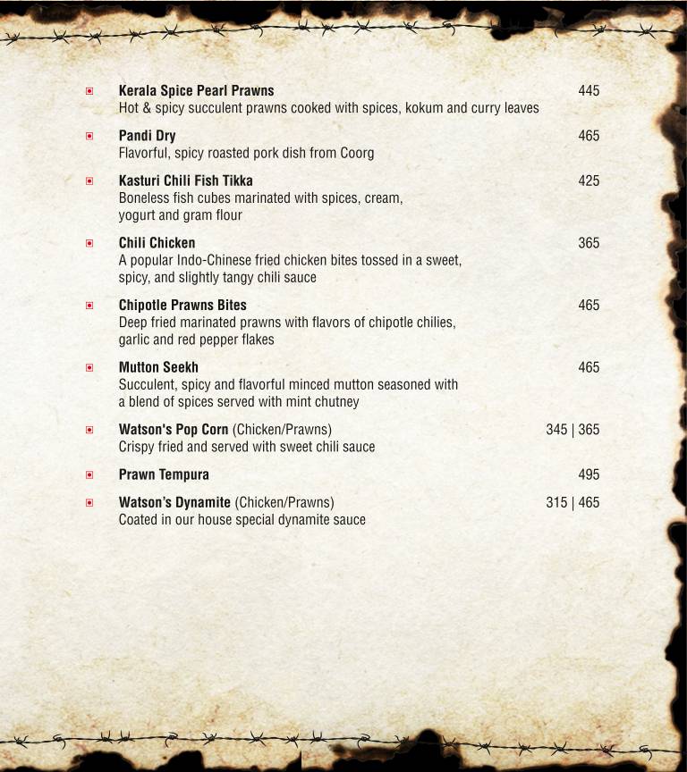 Watson's Kochi menu