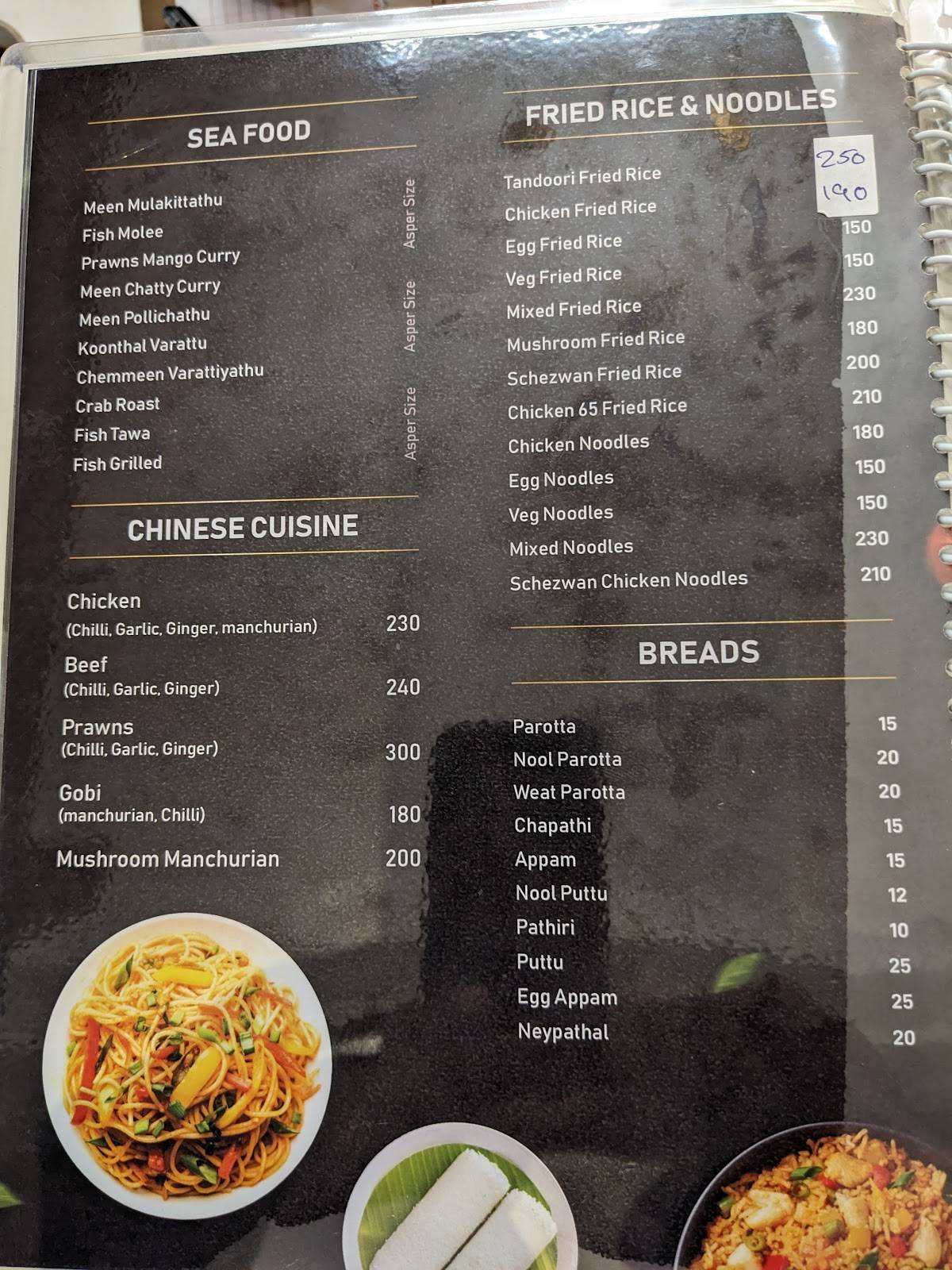 WhiteSand Restaurant menu