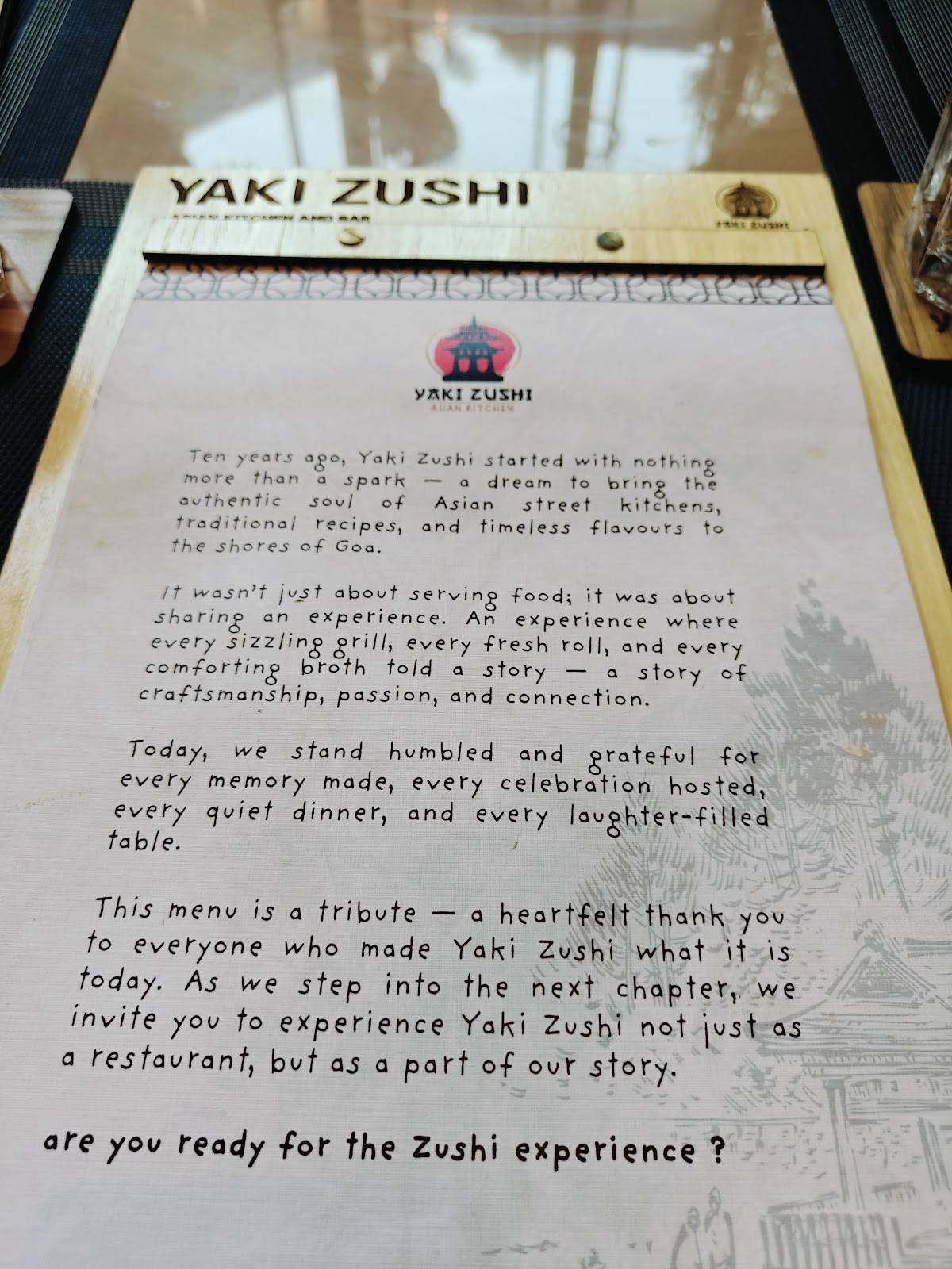 Yaki Zushi menu