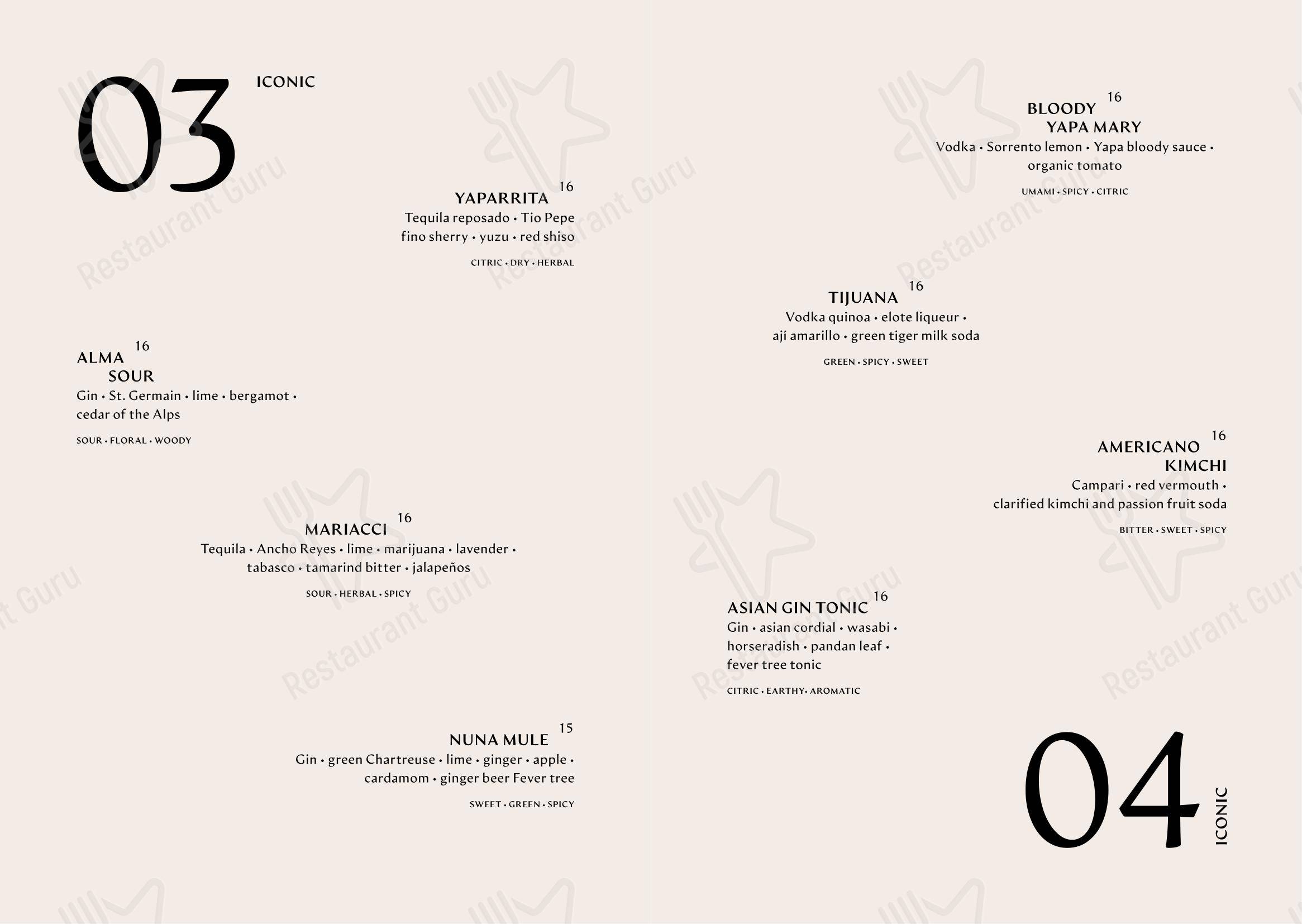 Menu per Yapa in Milano