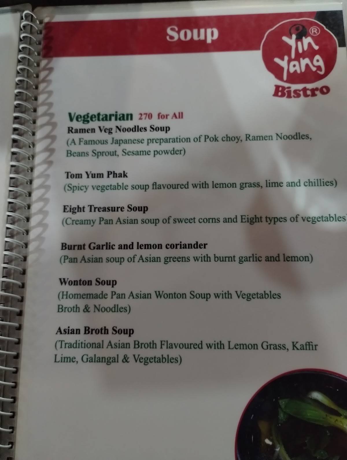 Yin Yang Bistro menu