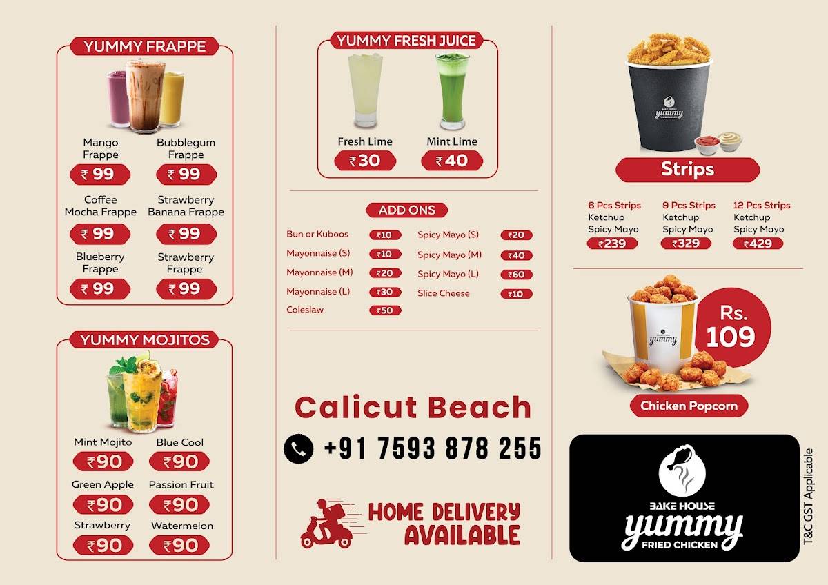 Yummy Fried Chicken Kozhikode Beach menu