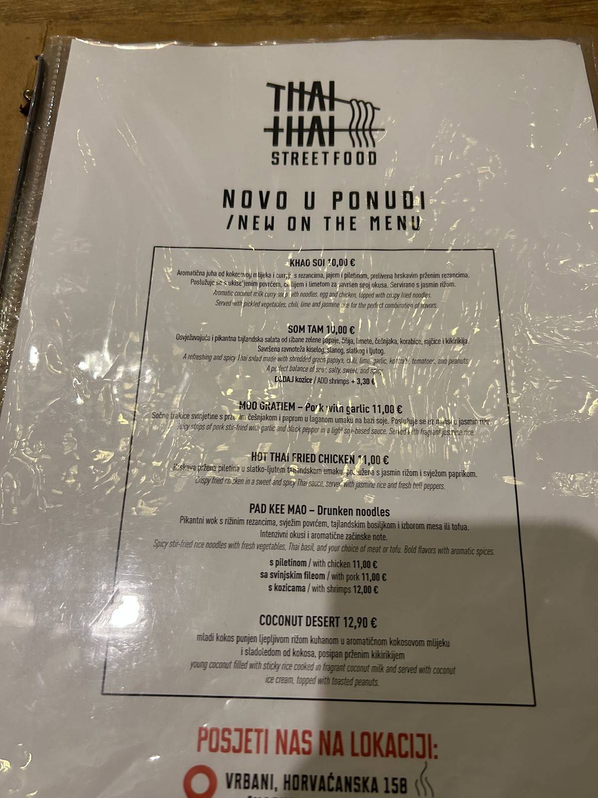 Menu di Thai Thai street food 